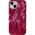 thumbnail image 1 of Pleated Water Ripple Chrome Plating Electroplated Wave Pattern Soft Compatible with iPhone Case (Red,iPhone 13), 1 of 7