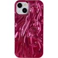 thumbnail image 1 of Pleated Water Ripple Chrome Plating Electroplated Wave Pattern Soft Compatible with iPhone Case (Red,iPhone 14), 1 of 7