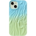 thumbnail image 1 of Pleated Water Ripple Chrome Wave Pattern Soft Compatible with iPhone Case (Blue Green,iPhone 15), 1 of 12