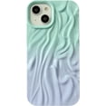 thumbnail image 1 of Pleated Water Ripple Chrome Wave Pattern Soft Compatible with iPhone Case (Green Purple,iPhone 15 Pro), 1 of 12