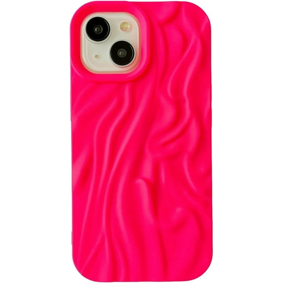 Pleated Water Ripple Chrome Wave Pattern Soft Compatible with iPhone Case (M Red,iPhone 12)