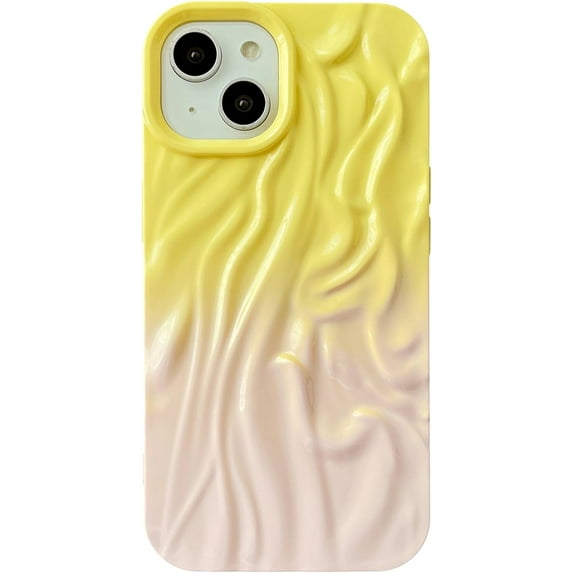 Pleated Water Ripple Chrome Wave Pattern Soft Compatible with iPhone Case (Yellow Pink,iPhone 11 Pro Max)