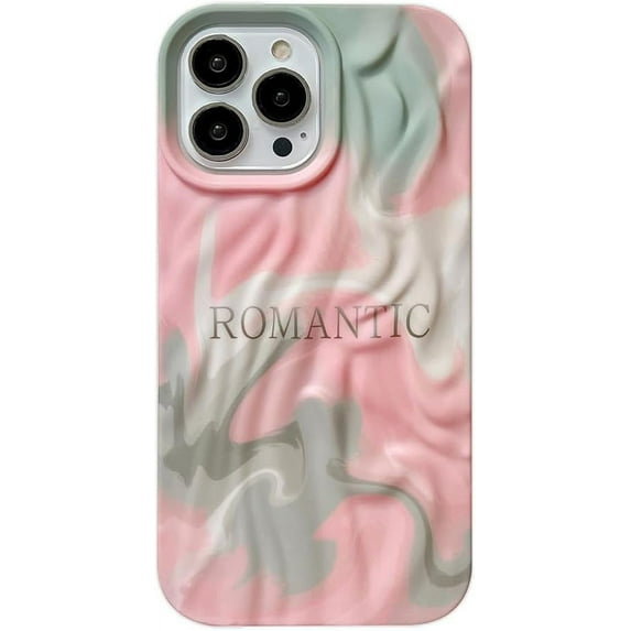 Pleated Water Ripple Rainbow Contrast Color Soft  for iPhone Case (Pink,iPhone 13 Pro)