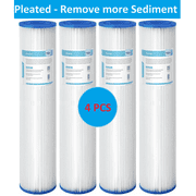 Pleated Whole House Water Filter, Membrane Solutions Sediment Replacement Cartridge | 5 Micron | 20"x4.5" | 4 Pack