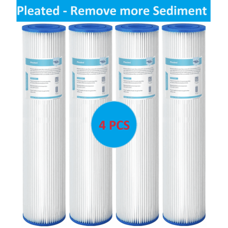 Pleated Whole House Water Filter, Membrane Solutions Sediment Replacement Cartridge | 5 Micron | 20"x4.5" | 4 Pack price history and forecast - Membrane Solutions PE-F20-45