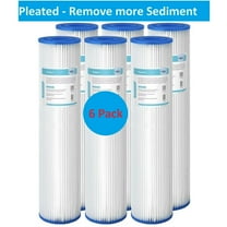 Pleated Whole House Water Filter, Membrane Solutions Sediment Replacement Cartridge | 5 Micron | 20"x4.5" | 6 Pack