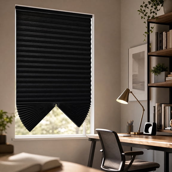 Pleated Window Blind, No Drill Adhesive Shade for Home and Kitchen Windows