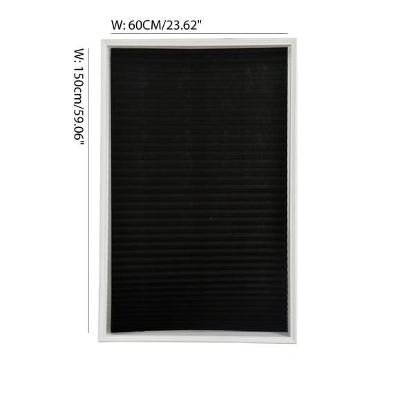 Pleated Window Shades, No Drilling Temporary Cordless Blinds Light Filtering Fabric Pleated Paper Shades for Indoor Window Covers, Easy to Cut Black 60*150cm