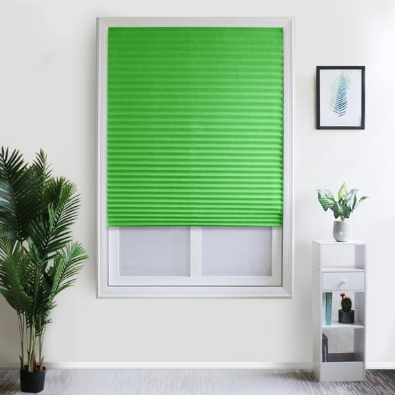 Pleated Window Shades, No Drilling Temporary Cordless Blinds Light Filtering Fabric Pleated Paper Shades for Indoor Window Covers, Easy to Cut Green 60*150cm
