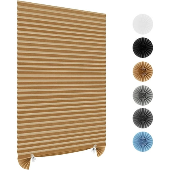 Pleated Window Shades,Temporary Window Blinds Cordless Light Filtering Pleated Fabric Shade Room Darkening Shades for Office,Living Room,Bedroom