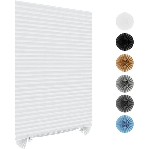 Pleated Window Shades,Temporary Window Blinds Cordless Light Filtering Pleated Fabric Shade Room Darkening Shades for Office,Living Room,Bedroom
