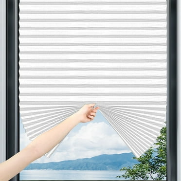 Pleated Window Sun Shade - 90x150cm Blackout Curtain with Suction Cups for Home/Car - No Drill Heat Insulating Blinds for Bedroom, Bathroom & Office