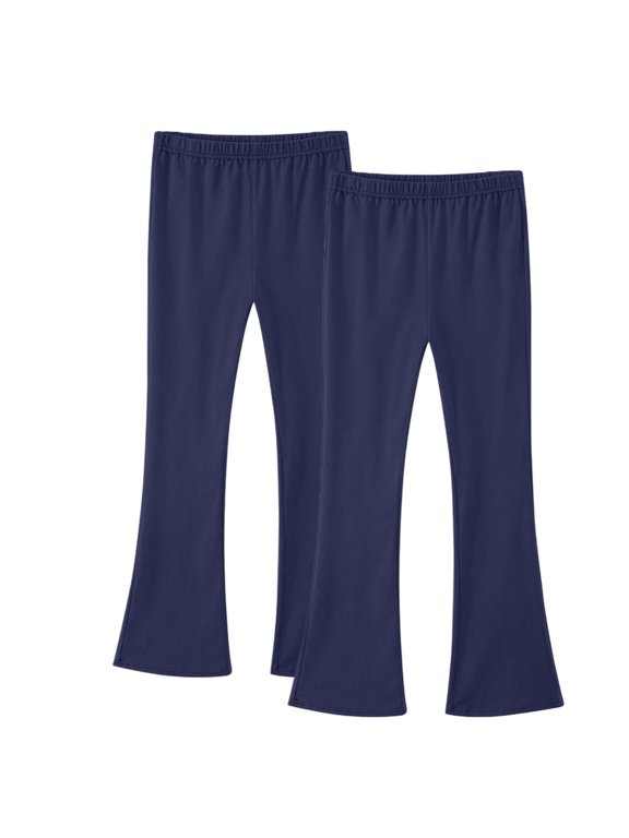 2 Pack Flare Leggings for Girls High Elastic Waist Soft Trousers Yoga Cotton Plain Dance Kids Pants