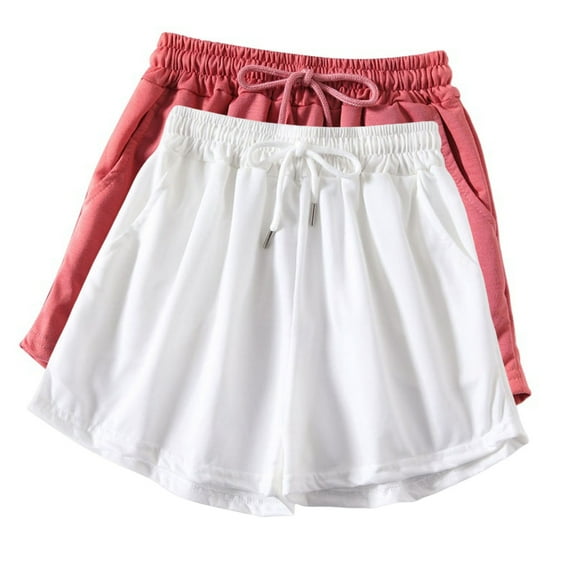 Plebaso 2 Pack Shorts for Women Casual High Waist Wide Leg Shorts Workout Loose Womens Athletic Shorts