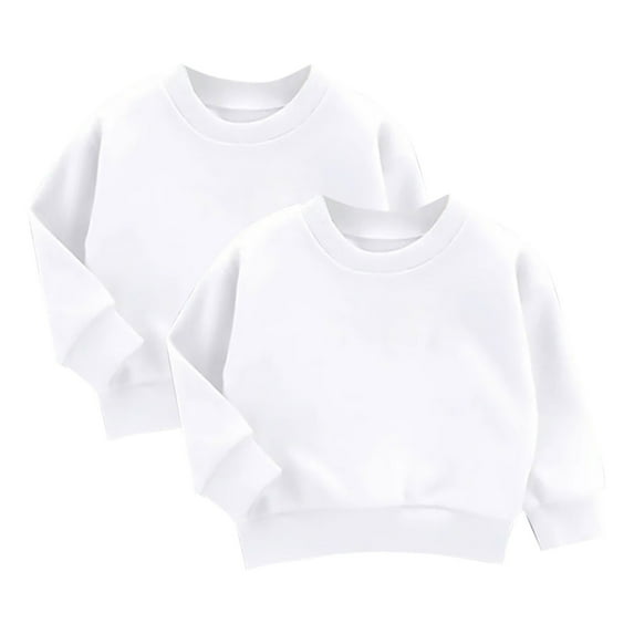 Plebaso 2 Pack Unisex Kids Crewneck Sweatshirts Boys Girls Casual Long Sleeve Solid Color Pullover Tops