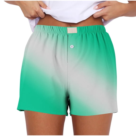 Plebaso Summer Shorts for Women Elastic Waist Casual Shorts Printed Lightweight Beachwear Shorts