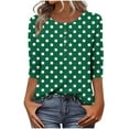 thumbnail image 1 of Plebaso 3/4 Length Sleeve Top for Women Polka Dot Printed Dressy Casual Blouse Button Front Loose Tunic Shirts, 1 of 7