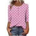 thumbnail image 1 of Plebaso 3/4 Length Sleeve Top for Women Polka Dot Printed Dressy Casual Blouse Button Front Loose Tunic Shirts, 1 of 7