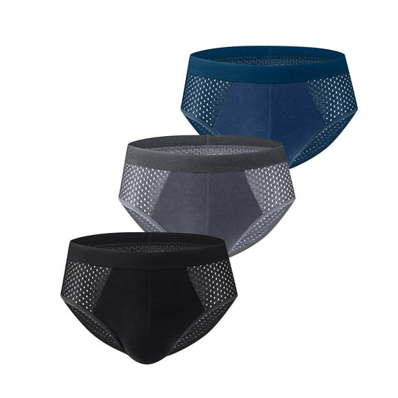 Plebaso 3 Pack Briefs for Men Big and Tall Breathable Underwear Lightweight Mens Comfort Mesh Underpants