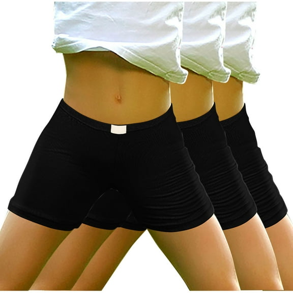Plebaso 3 Pack Girls Biker Shorts Elastic Waist Cotton Shorts Soft Under Dress Dance Shorts for Kids
