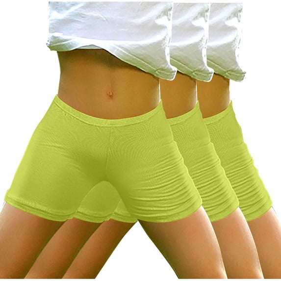 Plebaso 3 Pack Girls Biker Shorts Elastic Waist Cotton Shorts Soft Under Dress Dance Shorts for Kids