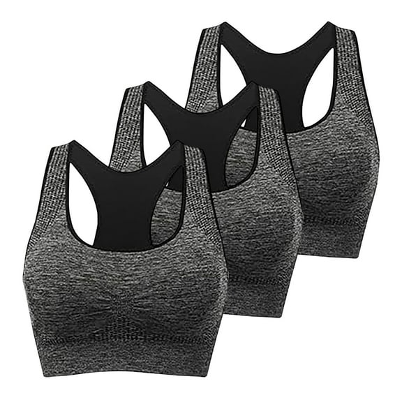 Plebaso 3 Pack Sports Bras for Women Racerback Push up Workout Bras Wireless Full Coverage Athletic Bras