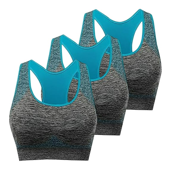 Plebaso 3 Pack Sports Bras for Women Racerback Push up Workout Bras Wireless Full Coverage Athletic Bras