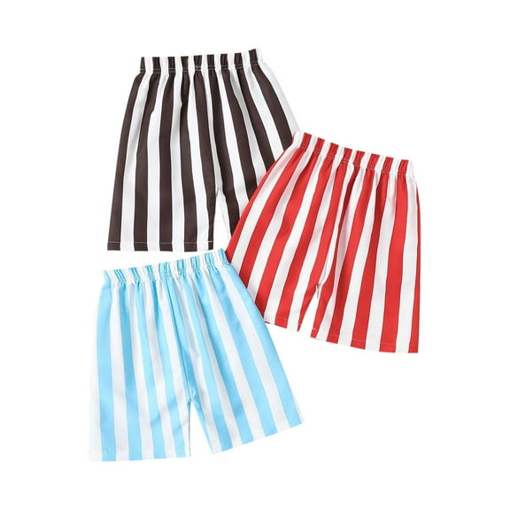 Plebaso 3 Pack Toddler Striped Shorts Elastic Waist Casual Shorts Boys Girls Wide Leg Summer Beach Shorts