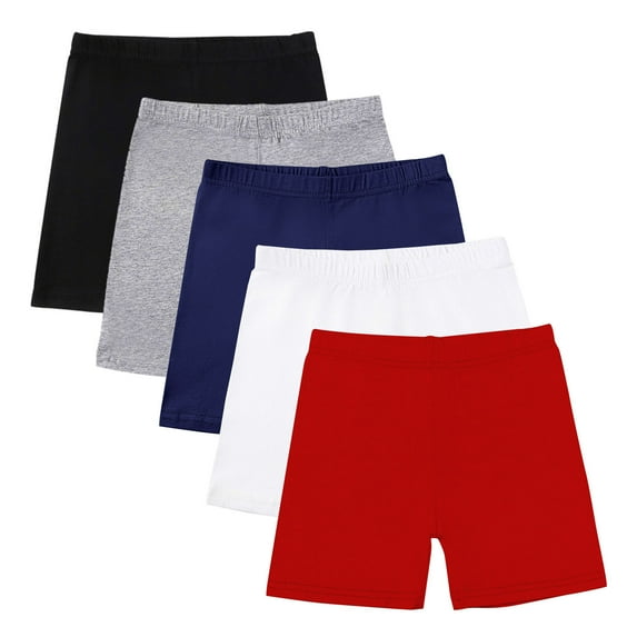 Plebaso 5 Pack Girls Cotton Shorts Breathable Dance Shorts Kids Girls Summer Bike Shorts for Under Dress