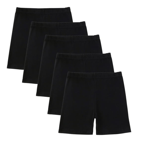 Plebaso 5 Pack Girls Cotton Shorts Breathable Dance Shorts Kids Girls Summer Bike Shorts for Under Dress