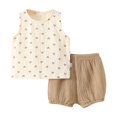 thumbnail image 1 of Plebaso Baby Boys Girls Full Cotton Two-Piece Sets Solid Color Crew-neck Sleeveless Tops Shorts Infant Summer Clothes, 1 of 3