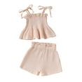 thumbnail image 1 of Plebaso Baby Girls Solid Color Sleeveless Camisole Tops Straight-leg Pants Two-Piece Set Kids Summer Clothes, 1 of 7