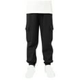 thumbnail image 1 of Plebaso Big Boys Girls Cargo Sweatpants Elastic Bottom Cotton Jogger Pants Lounge Sweat Pants for Kids, 1 of 7