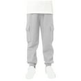 thumbnail image 1 of Plebaso Big Boys Girls Cargo Sweatpants Elastic Bottom Cotton Jogger Pants Lounge Sweat Pants for Kids, 1 of 6