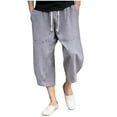 thumbnail image 1 of Plebaso Big and Tall Men's Capri Pants Drawstring Casual Capris Summer Plain Wide Leg Pants with Pockets, 1 of 7