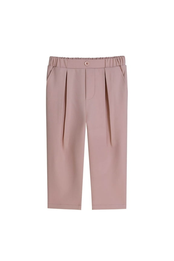 Boys Dress Pants Elastic Waist Girls School Uniform Pants Kids Pull on Trousers with Pockets