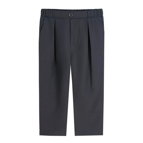 Plebaso Boys Dress Pants Elastic Waist Girls School Uniform Pants Kids Pull on Trousers with Pockets