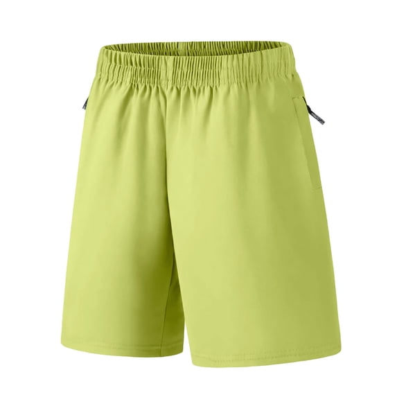 Plebaso Boys Girls Athletic Shorts with Zipper Pockets Elastic Waistband Running Sports Shorts for Kids