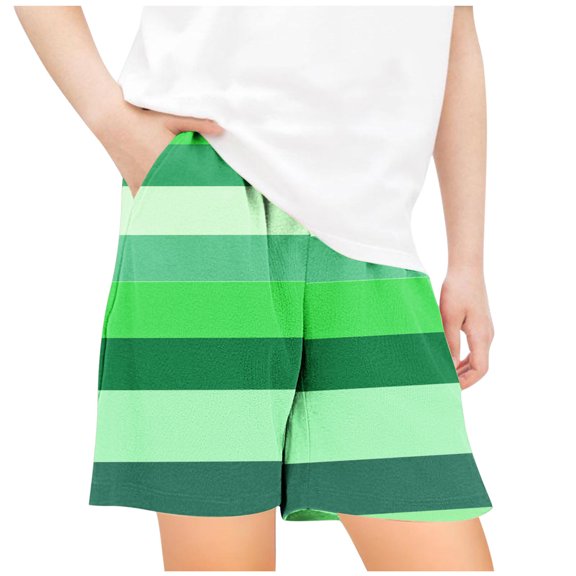 Plebaso Boys Girls Boho Shorts Elastic Waist Casual Shorts with Pockets Kids Loose Summer Beach Shorts