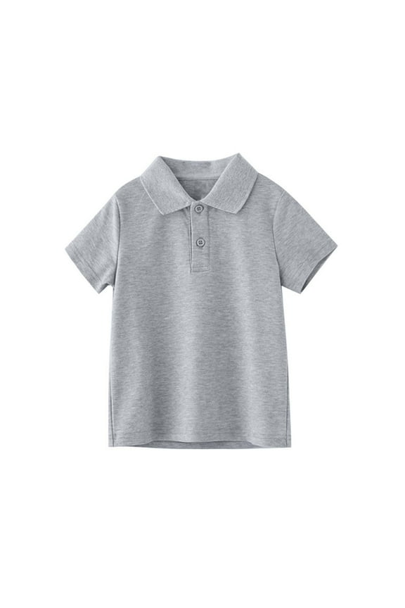 Boys Girls Cotton Collared Shirts Kids School Uniform Shirts Short Sleeve Plain Golf Blouses