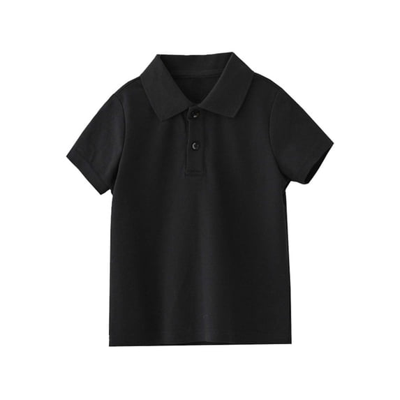 Plebaso Boys Girls Cotton Collared Shirts Kids School Uniform Shirts Short Sleeve Plain Golf Blouses