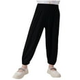 thumbnail image 1 of Plebaso Boys Girls Cotton Pants Casual Baggy Jogger Pants Elastic Waist Solid Color Kids Long Bloomers, 1 of 7