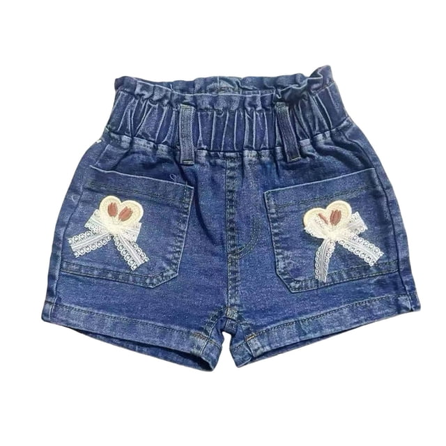 Plebaso Boys Girls Denim Shorts Elastic Waist Kids Jean Shorts Toddler Summer Pull on Shorts with Pockets