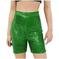 thumbnail image 1 of Plebaso Boys Girls High Waisted Sparkly Shorts Glitter Dance Shorts for Kids Fashion Party Club Shorts, 1 of 3
