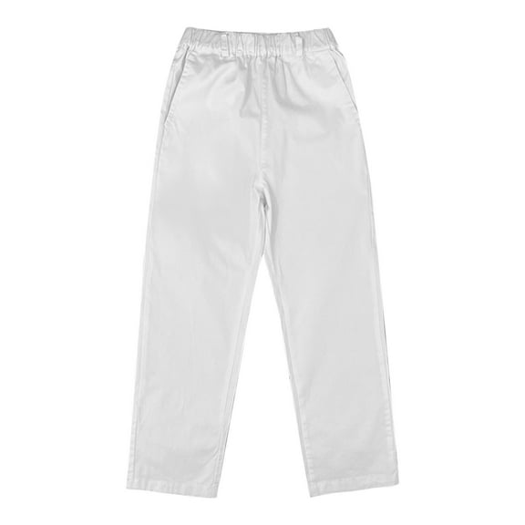 Plebaso Boys Girls Pants Elastic Waist School Uniform Trousers for Kids Pull on Casual Pants with Pockets