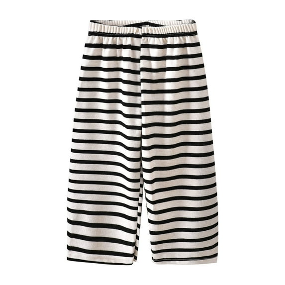 Plebaso Boys Girls Pants Summer Toddler Casual Stripe Long Pants Kids Wide Leg Knitted Lounge Trousers