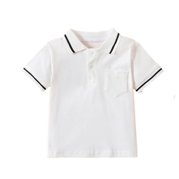 Plebaso Boys Girls School Uniform Shirts Short Sleeve Cotton Button Tee with Collar Kids Athletic Golf Tops