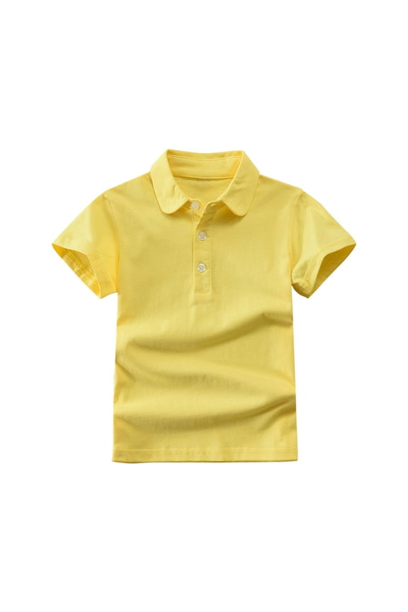 Boys Girls Short Sleeve School Uniform Shirts Kids Collared Golf T-Shirt Activewear Cotton Tee
