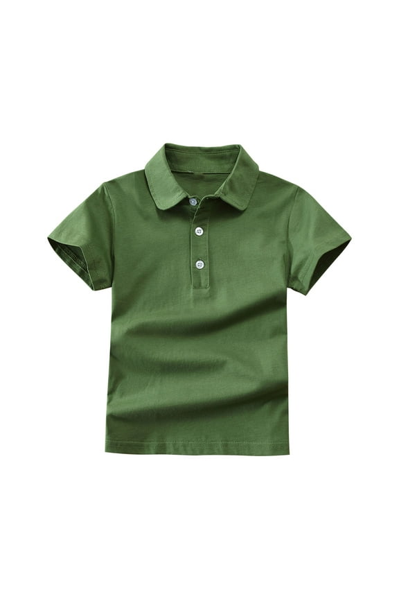 Boys Girls Short Sleeve School Uniform Shirts Kids Collared Golf T-Shirt Activewear Cotton Tee
