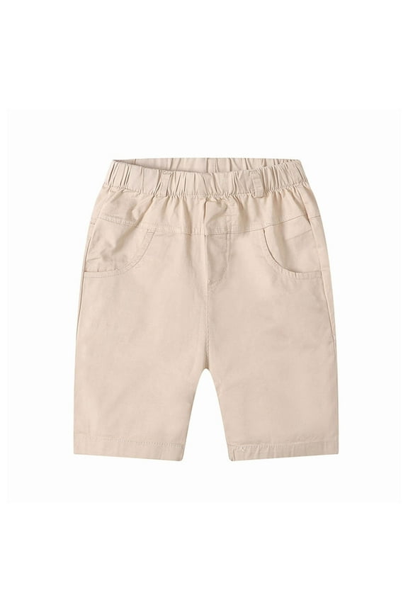 Boys Girls Shorts Elastic Waist School Uniform Shorts Kids Casual Pull on Shorts with Pockets